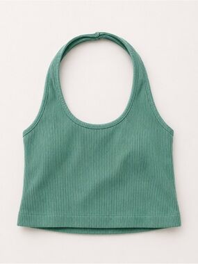 Women’s Ribbed Bandeau Crop Top - Teal Green